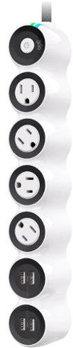 360 Electrical - PowerCurve24, 4 Rotating Outlets/4 USB-A 1080 Joules Surge Protector - White