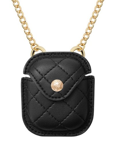 Anne Klein - Quilted Crossbody Case for Apple AirPods - Black/Gold