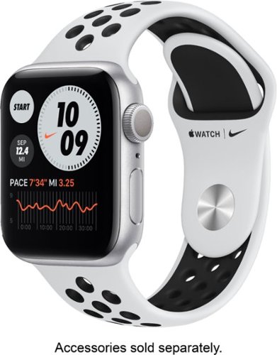 Apple GSRF Watch Nike Series 6 (GPS) 40mm Silver Aluminum Case with Pure Platinum/Black Nike Sport Band - Silver