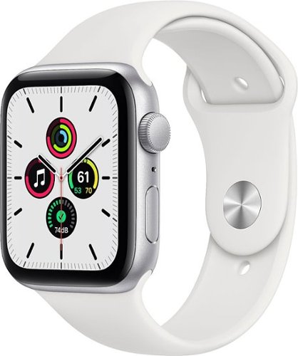 Apple Geek Squad Certified Refurbished Watch SE (GPS) 44mm Silver Aluminum Case with White Sport Band - Silver