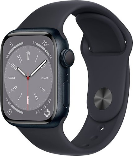 Apple Geek Squad Certified Refurbished Watch Series 8 (GPS) 41mm Aluminum Case with Midnight Sport Band - M/L - Midnight