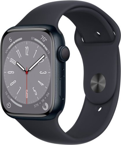 Apple Geek Squad Certified Refurbished Watch Series 8 (GPS) 45mm Aluminum Case with Midnight Sport Band - M/L - Midnight