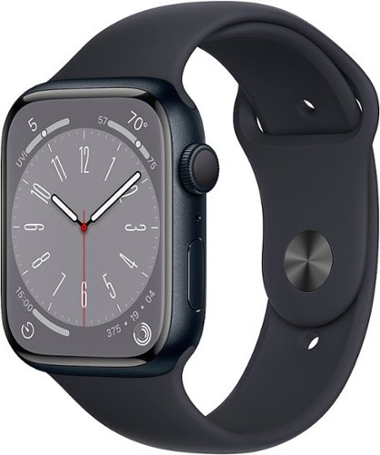 Apple Geek Squad Certified Refurbished Watch Series 8 (GPS) 45mm Aluminum Case with Midnight Sport Band - S/M - Midnight