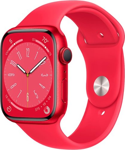 Apple Geek Squad Certified Refurbished Watch Series 8 (GPS) 45mm Aluminum Case with (PRODUCT)RED Sport Band - M/L - (PRODUCT)RED