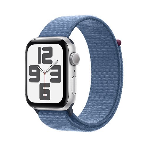 Apple Watch SE 2nd Generation (GPS) 44mm Silver Aluminum Case with Winter Blue Sport Loop - Silver