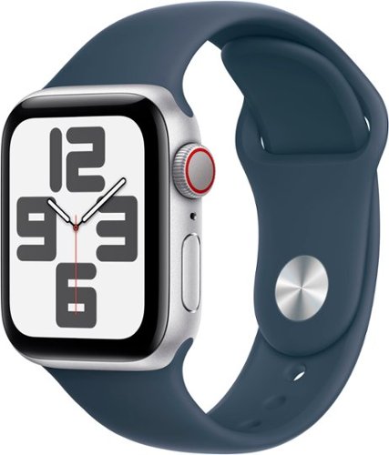 Apple Watch SE 2nd Generation (GPS + Cellular) 40mm Silver Aluminum Case with Storm Blue Sport Band - M/L - Silver (Verizon)