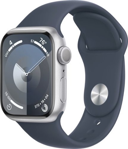 Apple Watch Series 9 GPS 41mm Aluminum Case with Storm Blue Sport Band (Small/Medium) - Silver