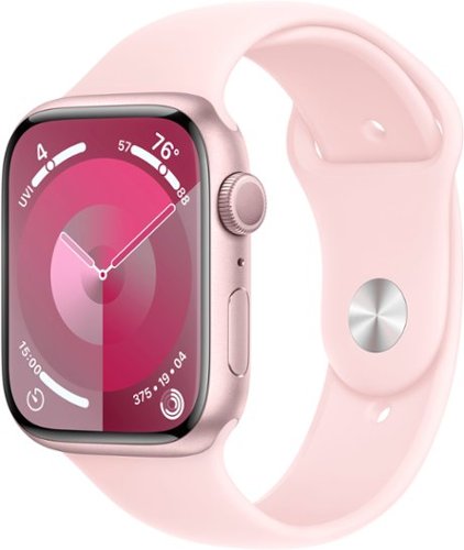 Apple Watch Series 9 (GPS) 45mm Pink Aluminum Case with Light Pink Sport Band with Blood Oxygen - M/L - Pink