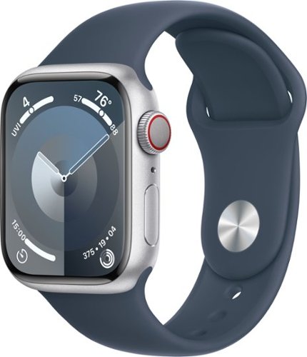 Apple Watch Series 9 GPS + Cellular 41mm Aluminum Case with Storm Blue Sport Band (Small/Medium) - Silver (AT&T)