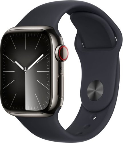 Apple Watch Series 9 (GPS + Cellular) 41mm Graphite Stainless Steel Case with Midnight Sport Band w/ Blood Oxygen - M/L - Graphite (AT&T)