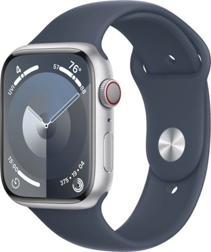 Apple Watch Series 9 GPS + Cellular 45mm Aluminum Case with Storm Blue Sport Band (Medium/Large) - Silver (AT&T)