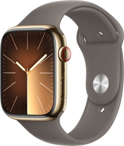 Apple Watch Series 9 (GPS + Cellular) 45mm Gold Stainless Steel Case with Clay Sport Band with Blood Oxygen - M/L - Gold (AT&T)