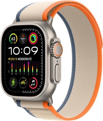 Apple Watch Ultra 2 GPS + Cellular 49mm Titanium Case with Orange/Beige Trail Loop (Medium/Large) - Titanium (AT&T)