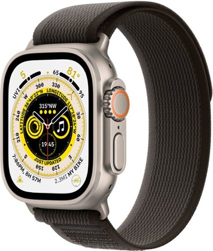 Apple Watch Ultra (GPS + Cellular) 49mm Titanium Case with Black/Gray Trail Loop - S/M - Titanium