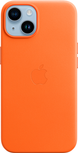 Apple - iPhone 14 Leather Case with MagSafe - Orange