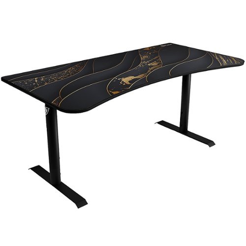 Arozzi - Arena Ultrawide Curved Gaming Desk - Black Gold