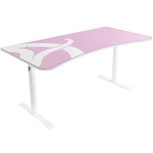 Arozzi - Arena Ultrawide Curved Gaming Desk - White/Pink