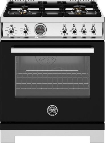 Bertazzoni - 30" Professional Series range - Electric self clean oven - 4 brass burners - Black