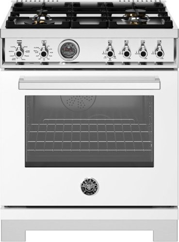 Bertazzoni - 30" Professional Series range - Electric self clean oven - 4 brass burners - White