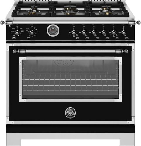 Bertazzoni - 36" Heritage Series range - Dual Fuel self clean oven - 6 brass burners - Black