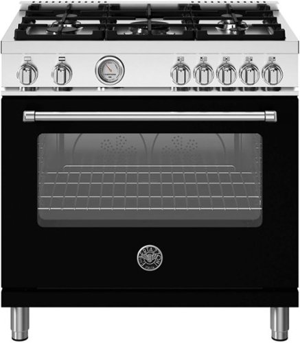 Bertazzoni - 36" Master Series range - Gas oven - 5 aluminum burners - Black