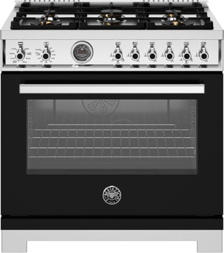 Bertazzoni - 36" Professional Series range - Electric self clean oven - 6 brass burners - Black