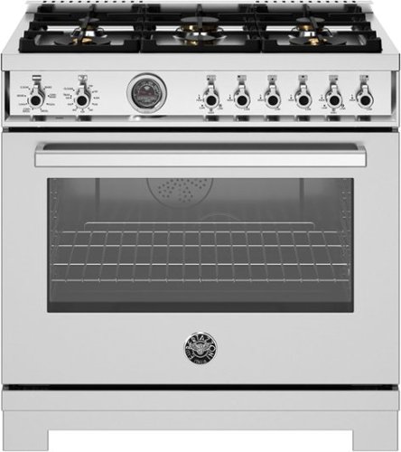 Bertazzoni - 36" Professional Series range - Electric self clean oven - 6 brass burners - Stainless Steel