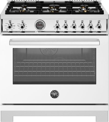 Bertazzoni - 36" Professional Series range - Electric self clean oven - 6 brass burners - White