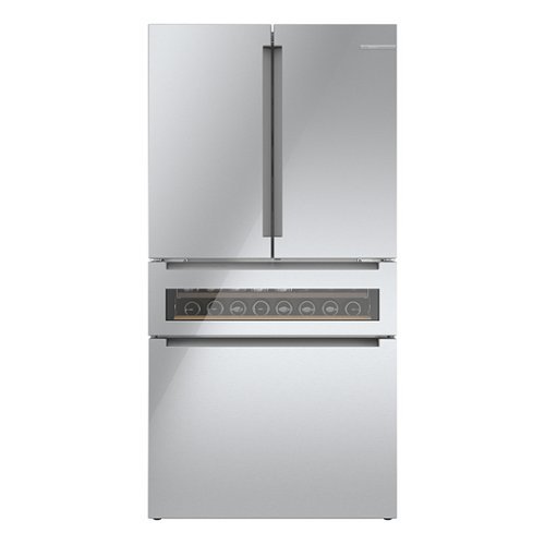 Bosch - 800 Series 20 Cu. Ft. 4-Door French Door Counter-Depth Smart Refrigerator with Beverage Cooler Drawer - Stainless Steel