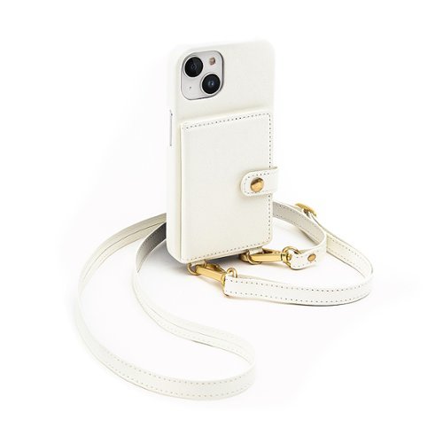 Bryten - Silverlake Vegan Leather Wallet Crossbody Case for Apple iPhone 14 / 13 - Pearl White