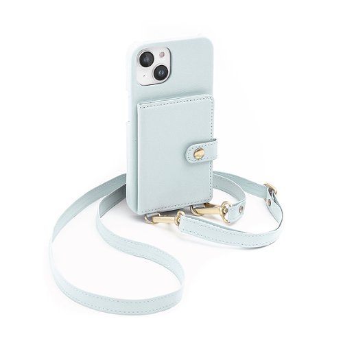 Bryten - Silverlake Vegan Leather Wallet Crossbody Case for Apple iPhone 14 / 13 - Powder Blue