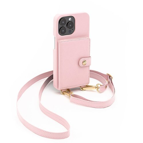 Bryten - Silverlake Vegan Leather Wallet Crossbody Case for Apple iPhone 14 Pro Max / iPhone 13 Pro Max - Peony Pink