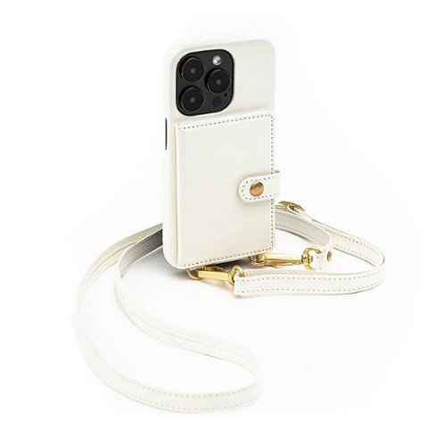 Bryten - Silverlake Vegan Leather Wallet Crossbody Case for Apple iPhone 14 Pro / iPhone 13 Pro - Pearl White