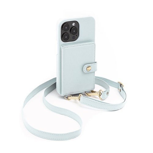 Bryten - Silverlake Vegan Leather Wallet Crossbody Case for Apple iPhone 14 Pro / iPhone 13 Pro - Powder Blue