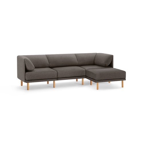 Burrow - Contemporary Range 3-Seat Sofa with Attachable Ottoman - Heather Charcoal