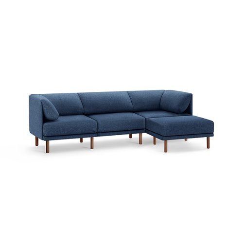 Burrow - Contemporary Range 3-Seat Sofa with Attachable Ottoman - Navy Blue