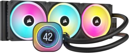 CORSAIR - iCUE LINK H150i QX RGB LED 360mm Radiator CPU Liquid Cooler (3 120mm Core Fans) with 2.1" IPS LCD Screen - Black