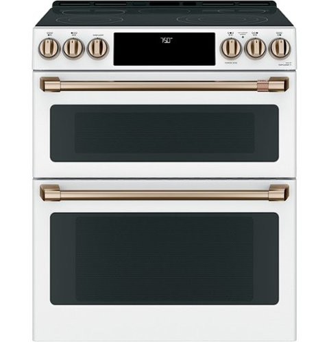 Café - 6.7 Cu. Ft. Slide-In Double Oven Electric True Convection Range with Built-In Wi-Fi, Customizable - Matte White