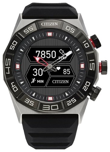 Citizen - CZ Smart 44mm Unisex Stainless Hybrid Sport Smartwatch with Silicone Strap - Silver