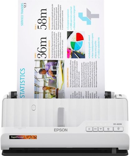 Epson - RapidReceipt RR-400W Wireless Duplex Compact Desktop Receipt and Document Scanner - White