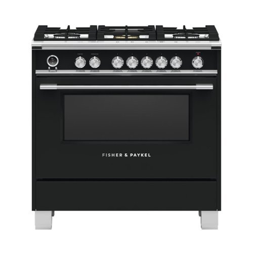 Fisher & Paykel - 4.9 Cu. Ft. Self-Cleaning Freestanding Dual Fuel Convection Range - Stainless Steel/Black Glass