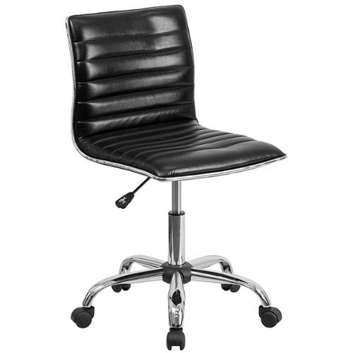 Flash Furniture - Alan Contemporary Vinyl Swivel Office Chair - Black Vinyl/Chrome Frame