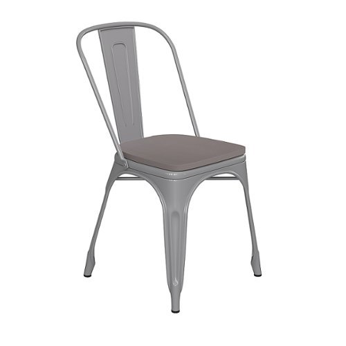 Flash Furniture - All-Weather Commercial Stack Chair & Poly Resin Seat - Silver/Gray