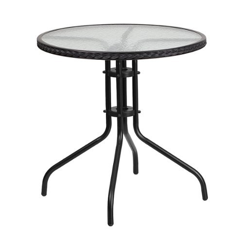 Flash Furniture - Barker Round Contemporary Patio Table - Clear Top/Black Rattan