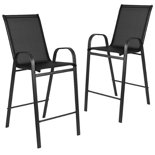 Flash Furniture - Brazos Modern Fabric Patio Barstool (set of 2) - Black