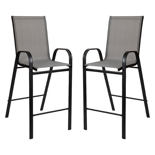 Flash Furniture - Brazos Modern Fabric Patio Barstool (set of 2) - Gray