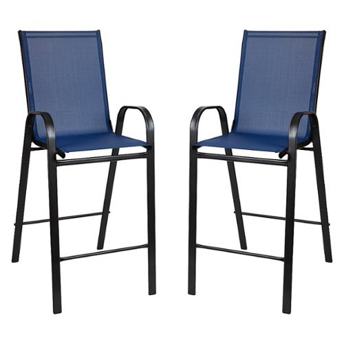 Flash Furniture - Brazos Modern Fabric Patio Barstool (set of 2) - Navy