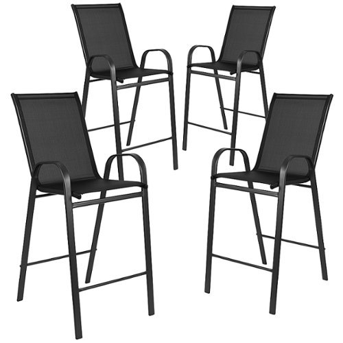 Flash Furniture - Brazos Modern Fabric Patio Barstool (set of 4) - Black