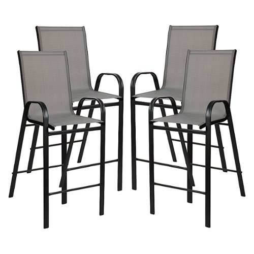 Flash Furniture - Brazos Modern Fabric Patio Barstool (set of 4) - Gray