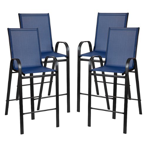 Flash Furniture - Brazos Modern Fabric Patio Barstool (set of 4) - Navy